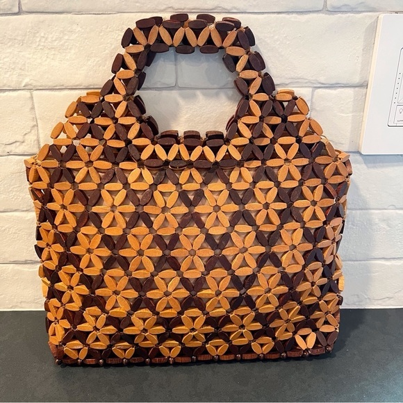Wooden daisy macrame handbag - Picture 1 of 13